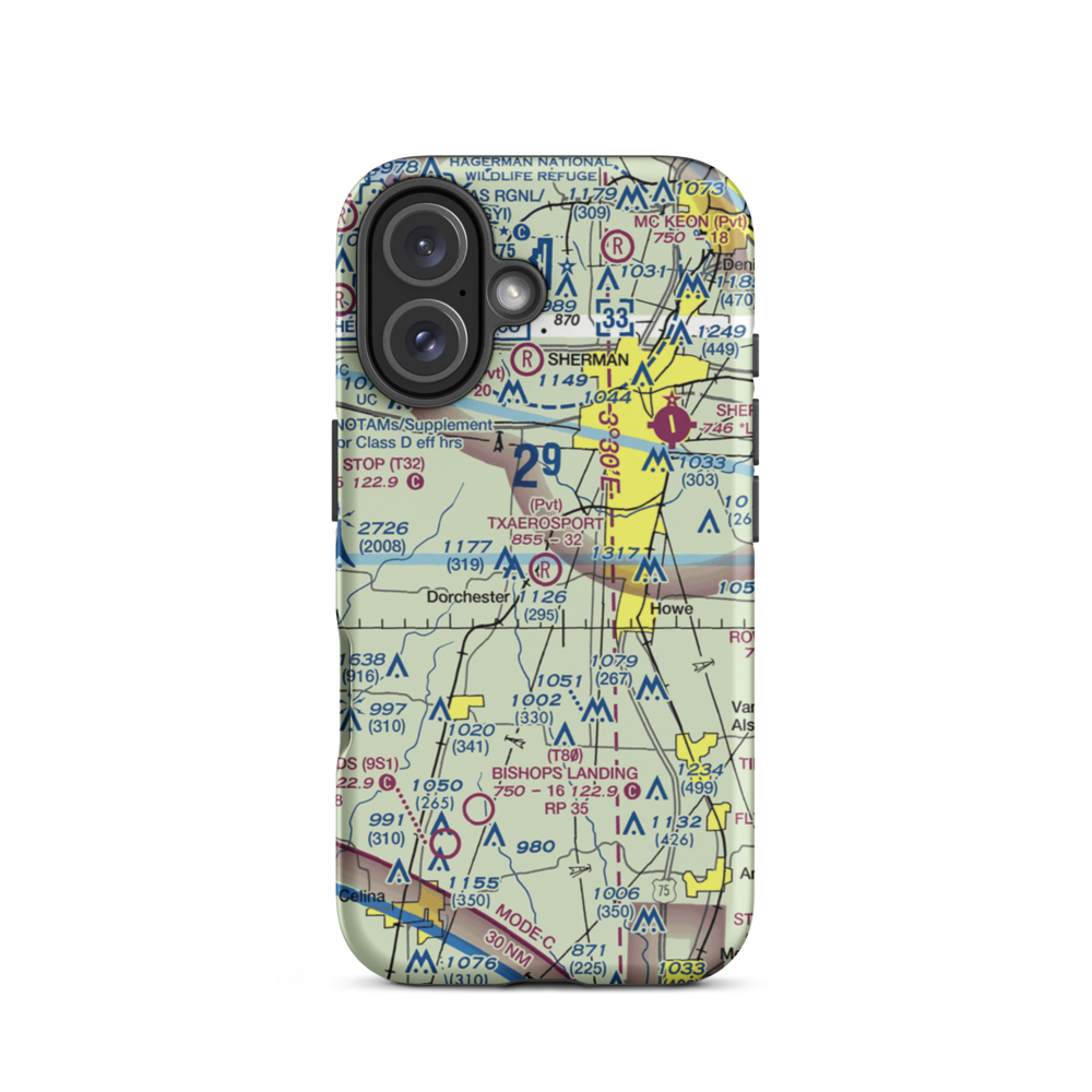 TxAeroSport Aerodrome (6TS3) VFR Sectional  Tough iPhone Case iPhone 16 model shown