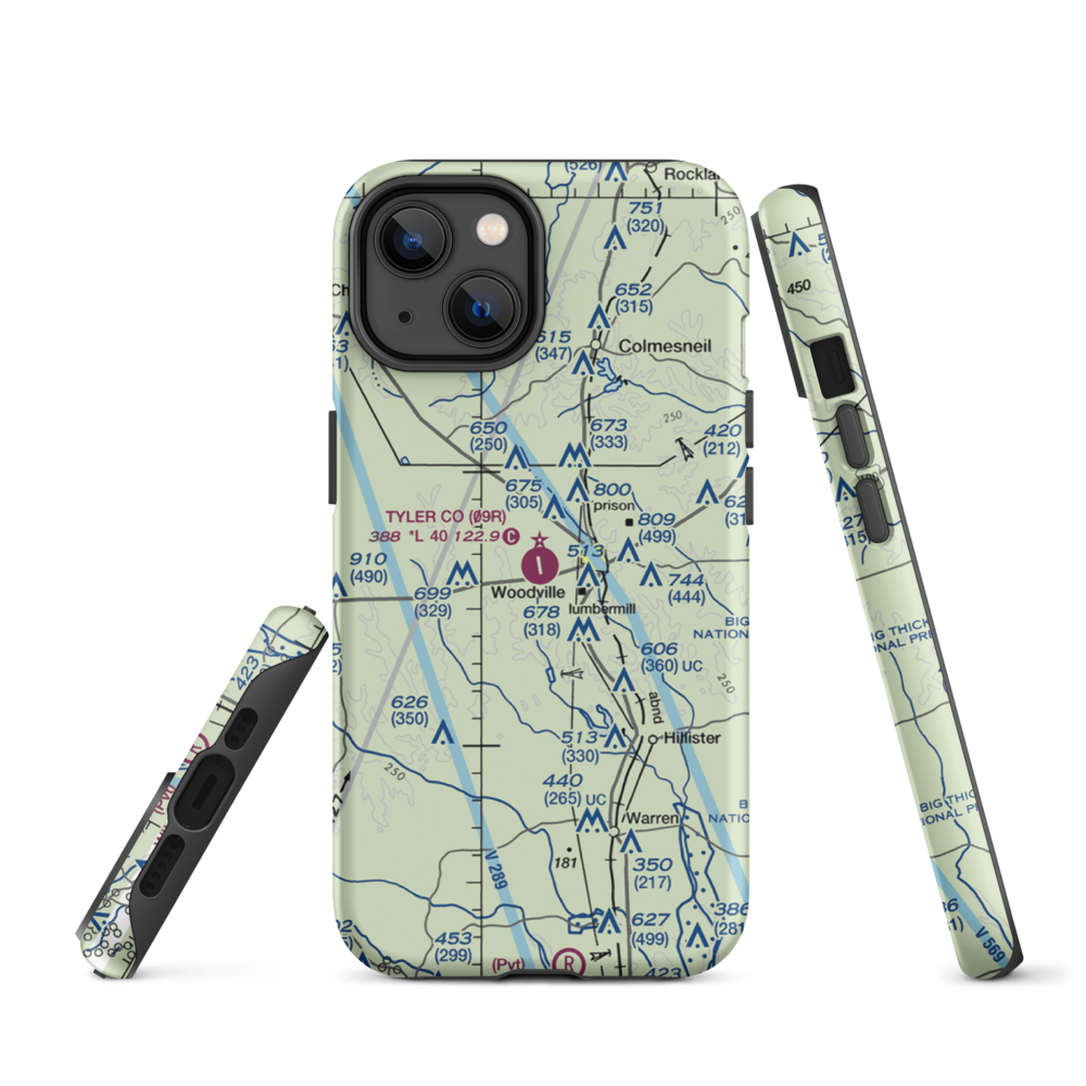 Tyler County Airport (09R) VFR Sectional  Tough iPhone Case iPhone 14 model shown