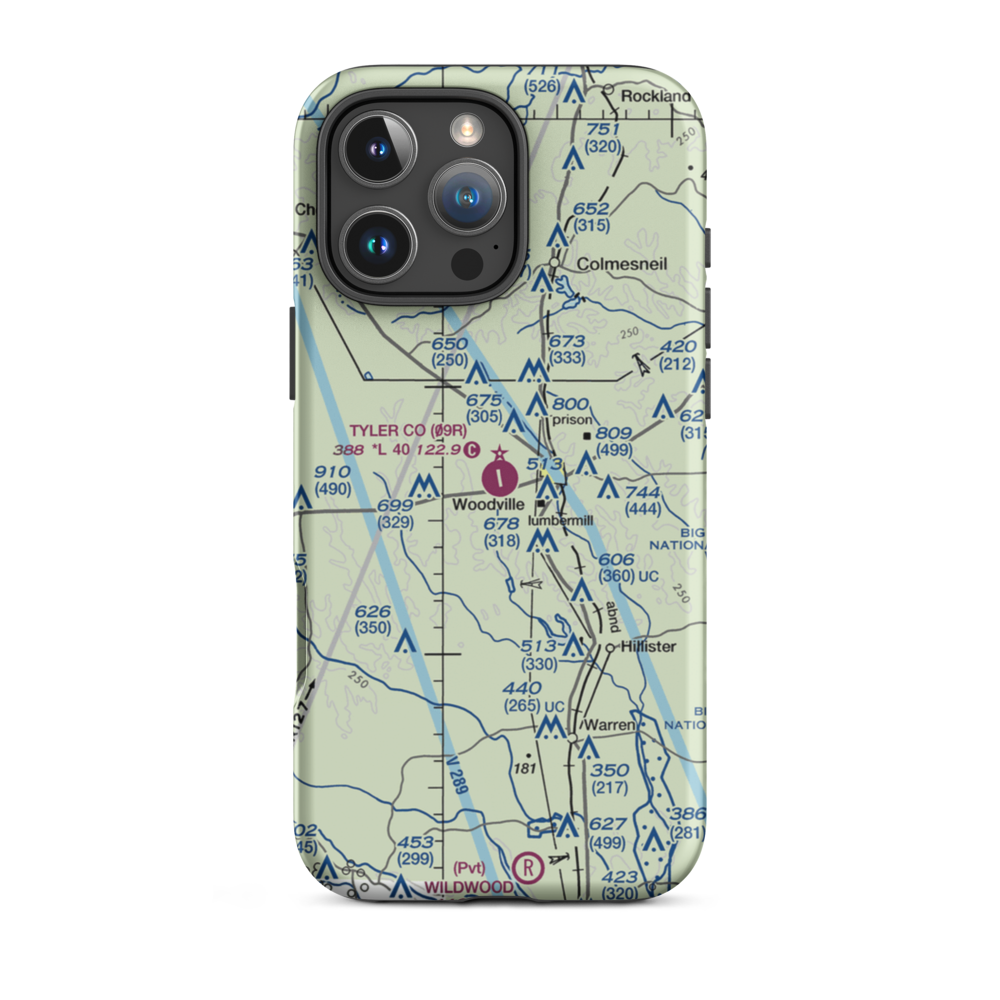 Tyler County Airport (09R) VFR Sectional  Tough iPhone Case iPhone 16 Pro Max model shown