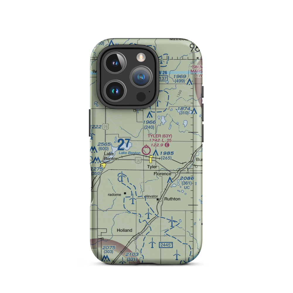 Tyler Municipal Airport (63Y) VFR Sectional  Tough iPhone Case iPhone 16 Pro model shown
