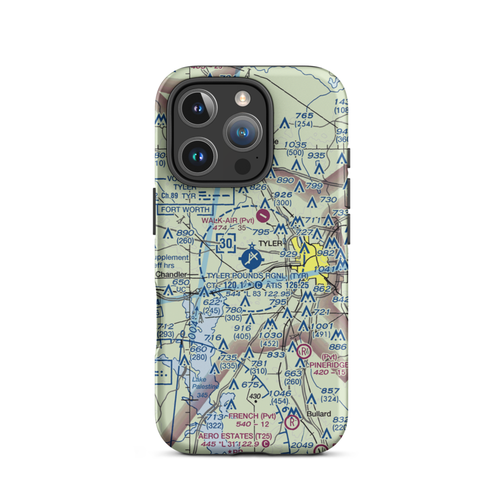 Tyler Pounds Regional Airport (TYR) VFR Sectional  Tough iPhone Case iPhone 16 Pro model shown