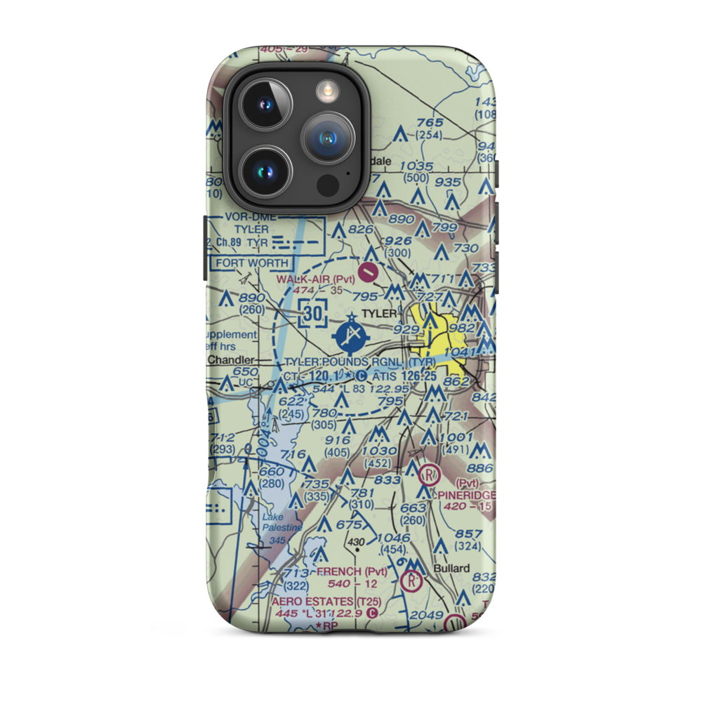Tyler Pounds Regional Airport (TYR) VFR Sectional  Tough iPhone Case iPhone 16 Pro Max model shown