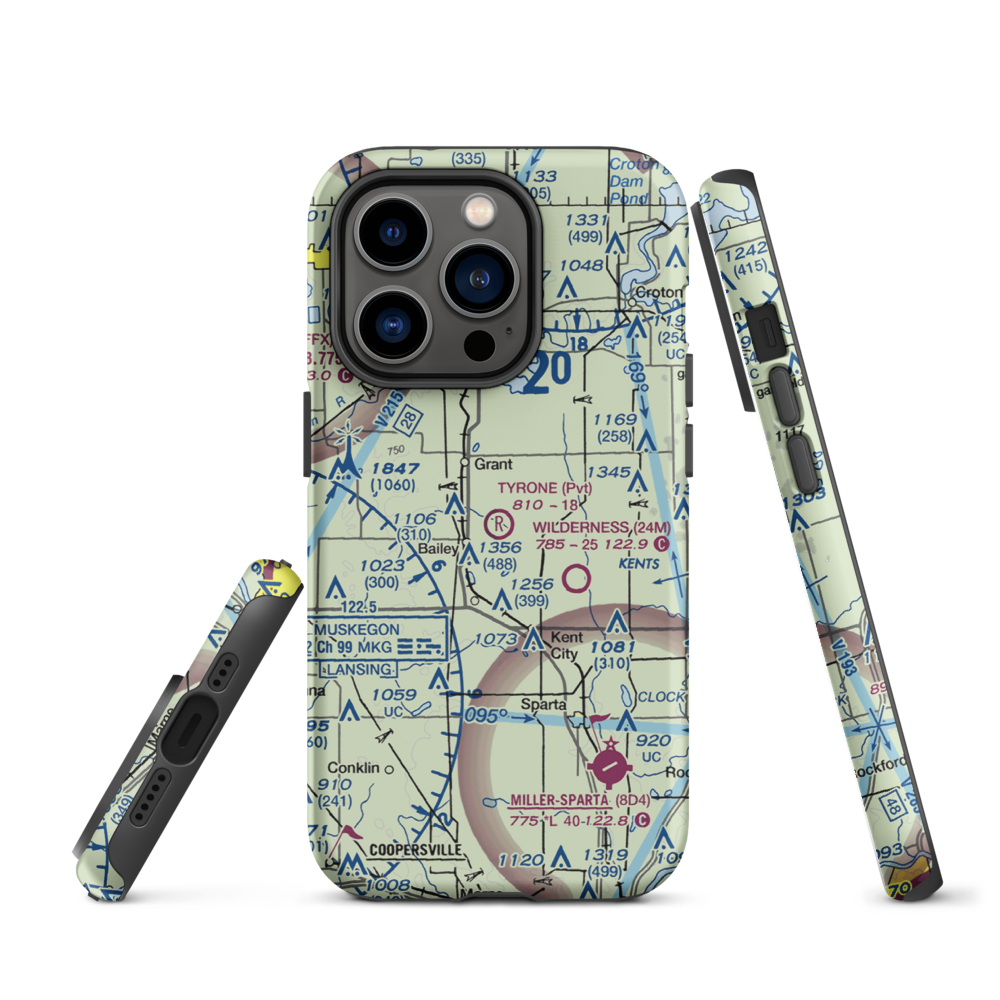Tyrone Airport (MI67) VFR Sectional  Tough iPhone Case iPhone 14 Pro model shown