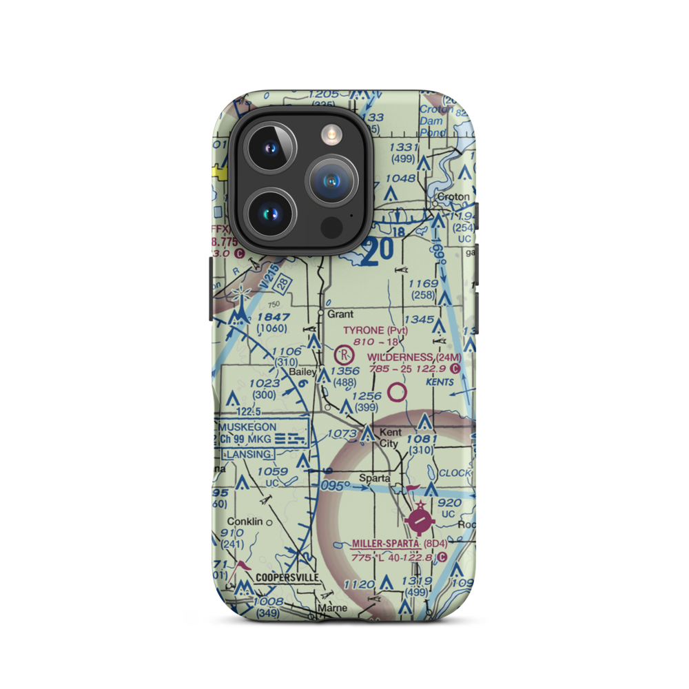 Tyrone Airport (MI67) VFR Sectional  Tough iPhone Case iPhone 16 Pro model shown