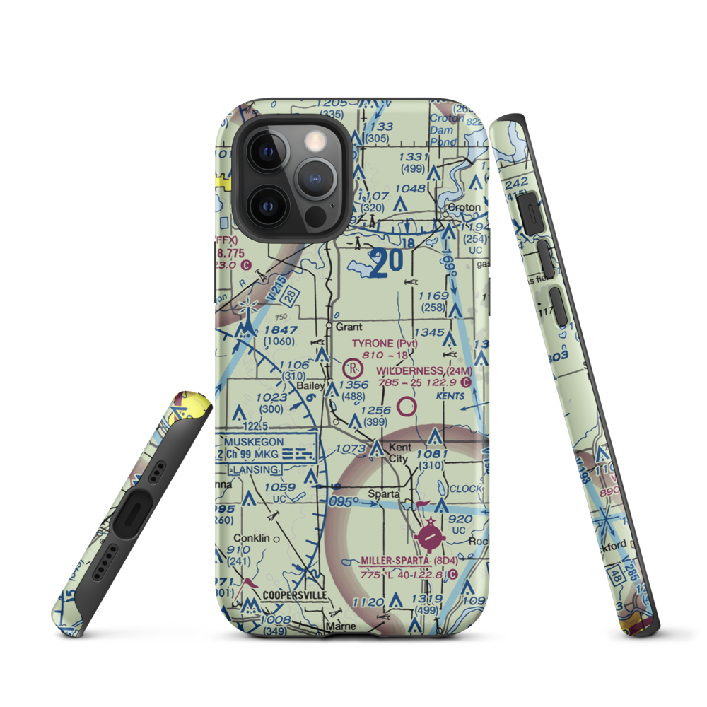 Tyrone Airport (MI67) VFR Sectional  Tough iPhone Case iPhone 12 Pro model shown
