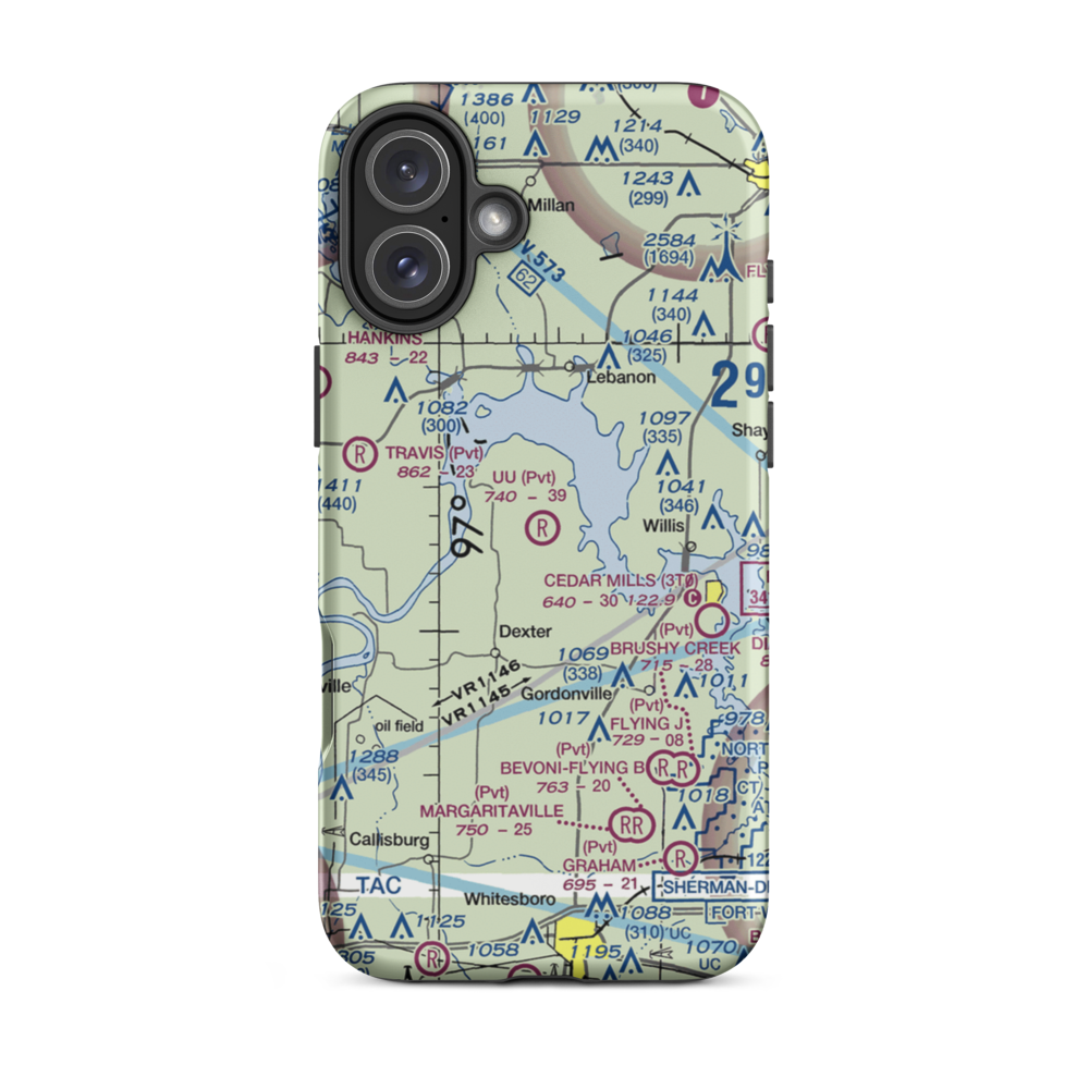 U U Ranch Airport (TA80) VFR Sectional  Tough iPhone Case iPhone 16 Plus model shown