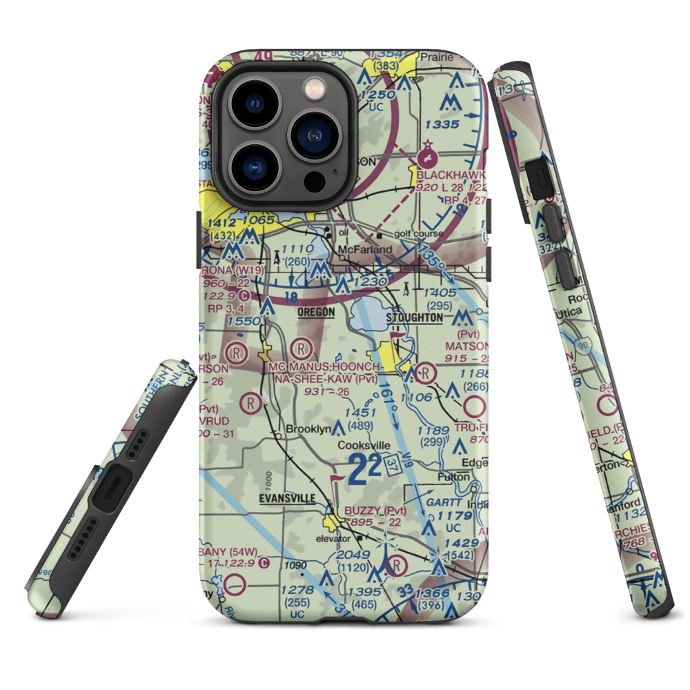 Uff-Da Airport (2WI1) VFR Sectional  Tough iPhone Case iPhone 13 Pro Max model shown