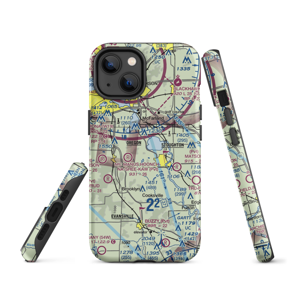 Uff-Da Airport (2WI1) VFR Sectional  Tough iPhone Case iPhone 14 model shown