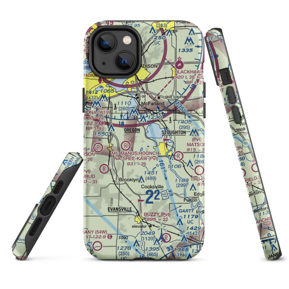 Uff-Da Airport (2WI1) VFR Sectional  Tough iPhone Case iPhone 14 Plus model shown