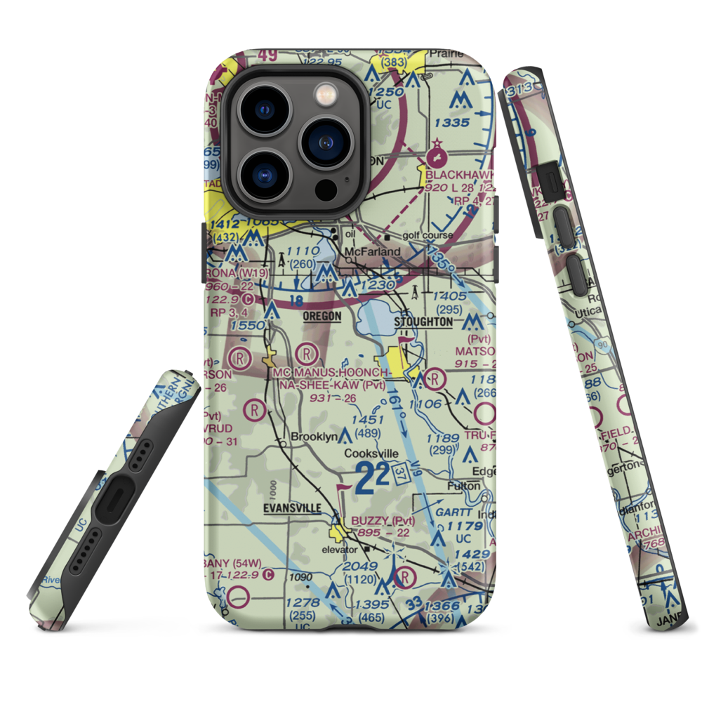 Uff-Da Airport (2WI1) VFR Sectional  Tough iPhone Case iPhone 14 Pro Max model shown