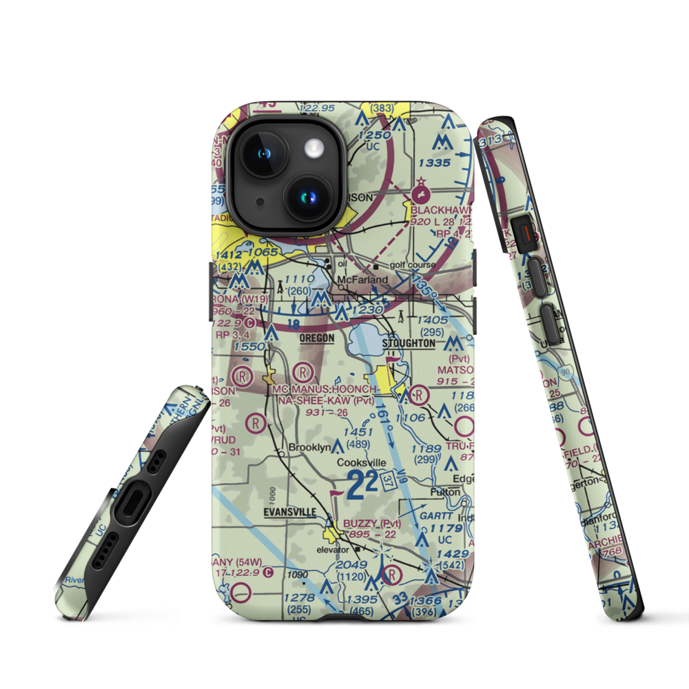 Uff-Da Airport (2WI1) VFR Sectional  Tough iPhone Case iPhone 15 model shown