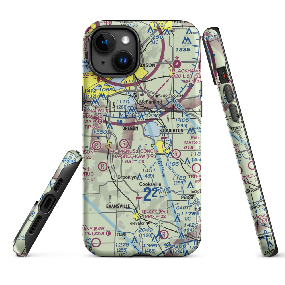 Uff-Da Airport (2WI1) VFR Sectional  Tough iPhone Case iPhone 15 Plus model shown