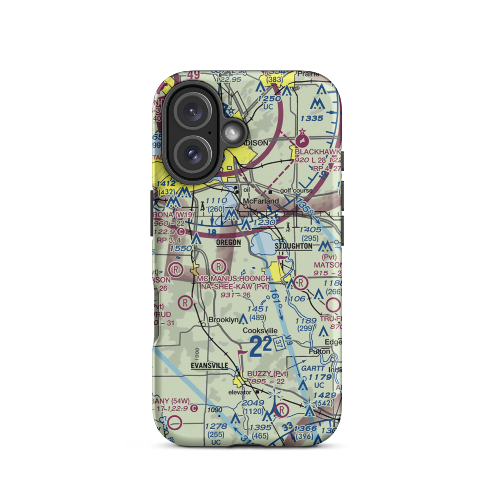 Uff-Da Airport (2WI1) VFR Sectional  Tough iPhone Case iPhone 16 model shown