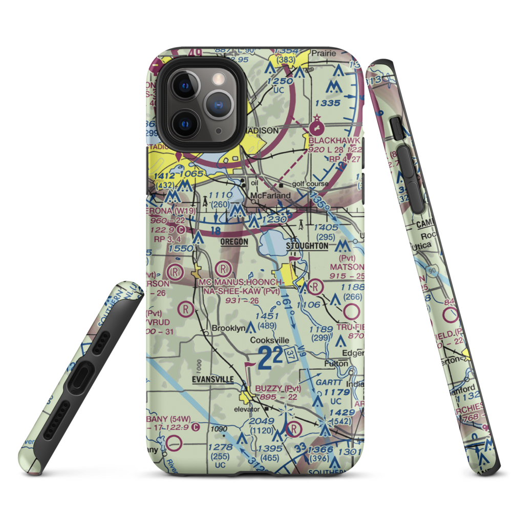 Uff-Da Airport (2WI1) VFR Sectional  Tough iPhone Case iPhone 11 Pro Max model shown