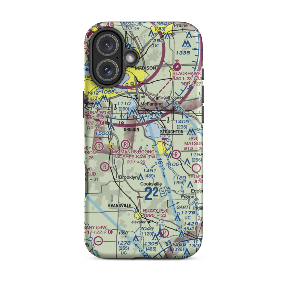 Uff-Da Airport (2WI1) VFR Sectional  Tough iPhone Case iPhone 16 Plus model shown