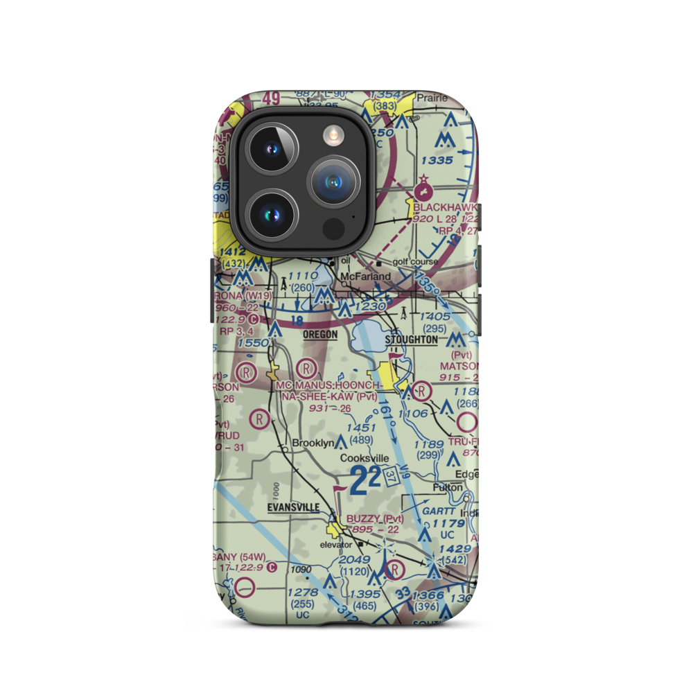 Uff-Da Airport (2WI1) VFR Sectional  Tough iPhone Case iPhone 16 Pro model shown