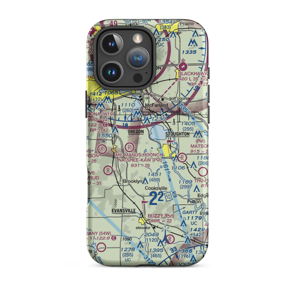 Uff-Da Airport (2WI1) VFR Sectional  Tough iPhone Case iPhone 16 Pro Max model shown