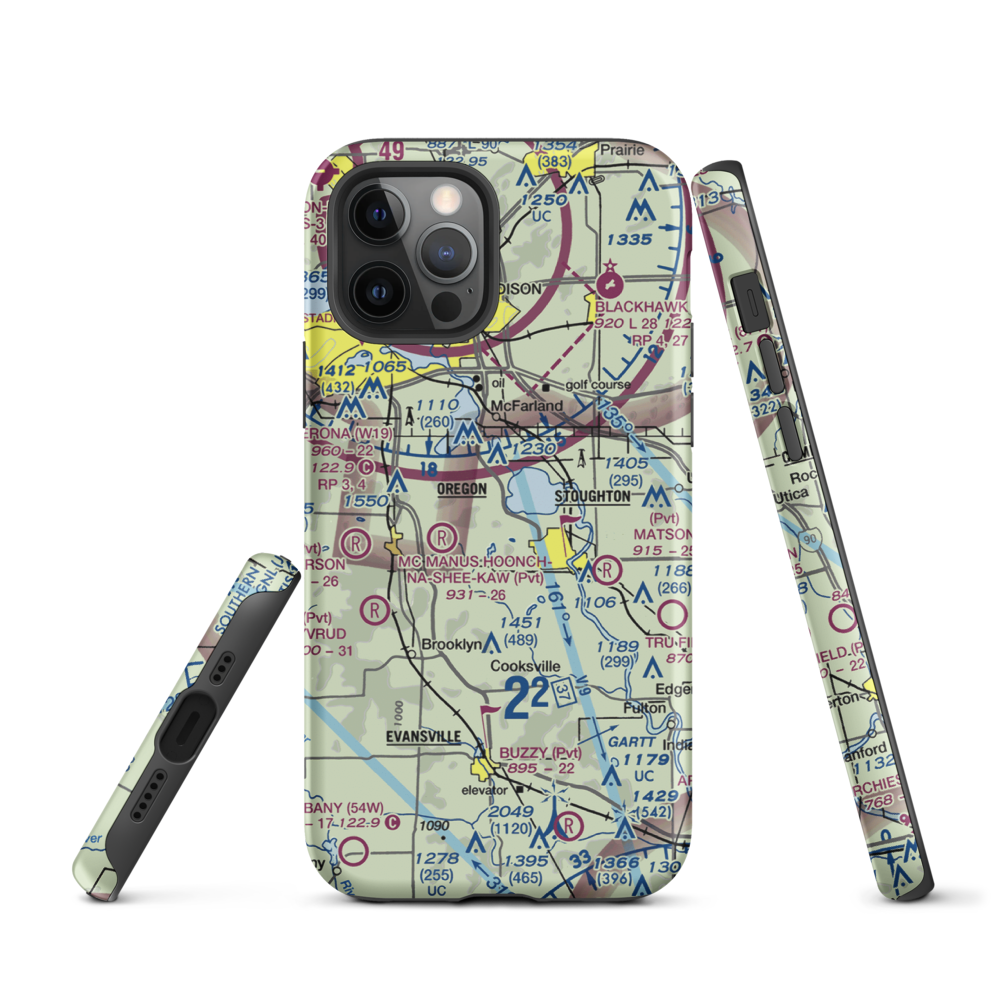 Uff-Da Airport (2WI1) VFR Sectional  Tough iPhone Case iPhone 12 Pro model shown