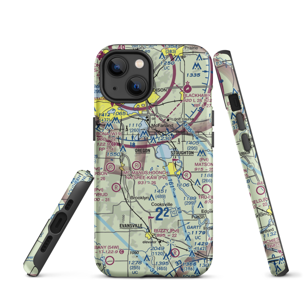 Uff-Da Airport (2WI1) VFR Sectional  Tough iPhone Case iPhone 13 model shown