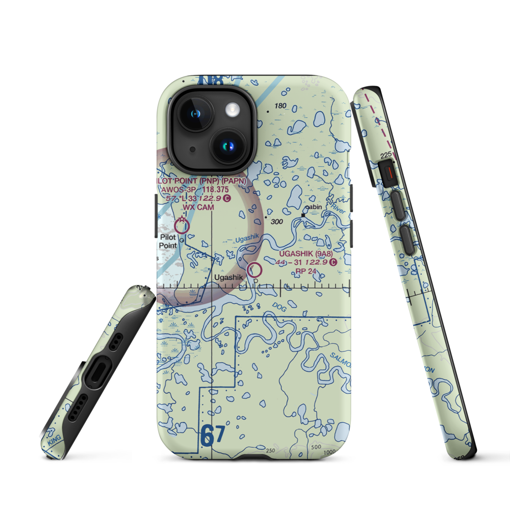 Ugashik Airport (9A8) VFR Sectional  Tough iPhone Case iPhone 15 model shown