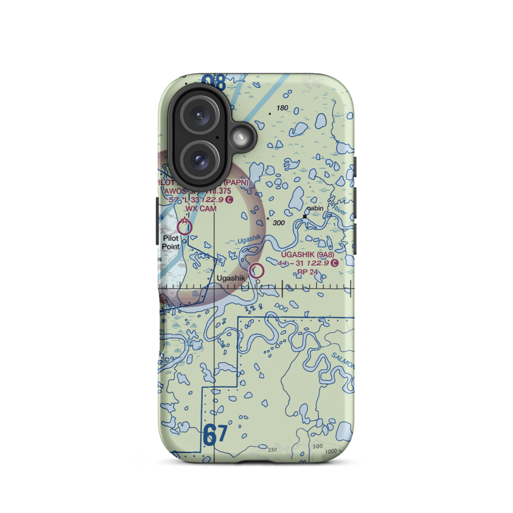 Ugashik Airport (9A8) VFR Sectional  Tough iPhone Case iPhone 16 model shown