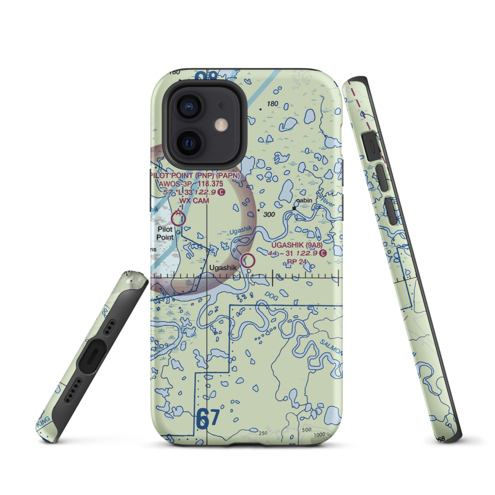 Ugashik Airport (9A8) VFR Sectional  Tough iPhone Case iPhone 12 model shown