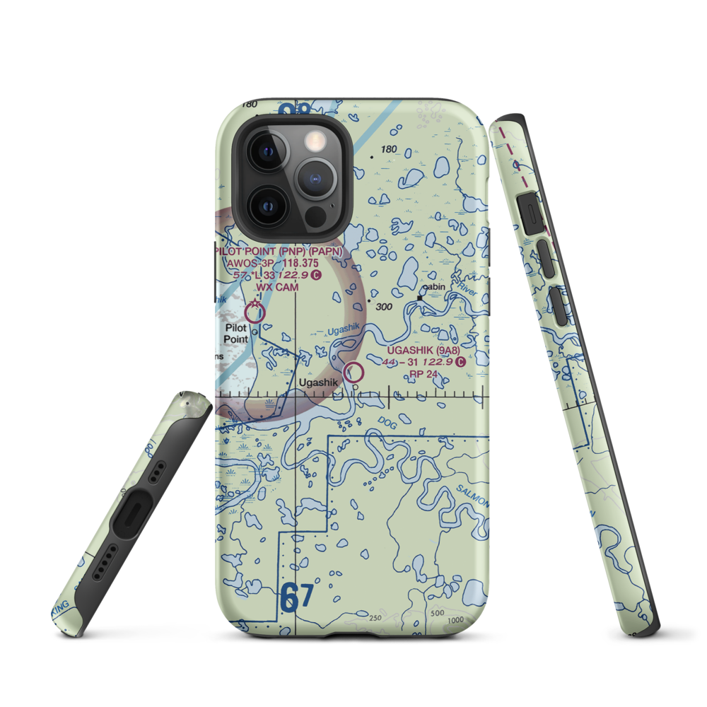 Ugashik Airport (9A8) VFR Sectional  Tough iPhone Case iPhone 12 Pro model shown
