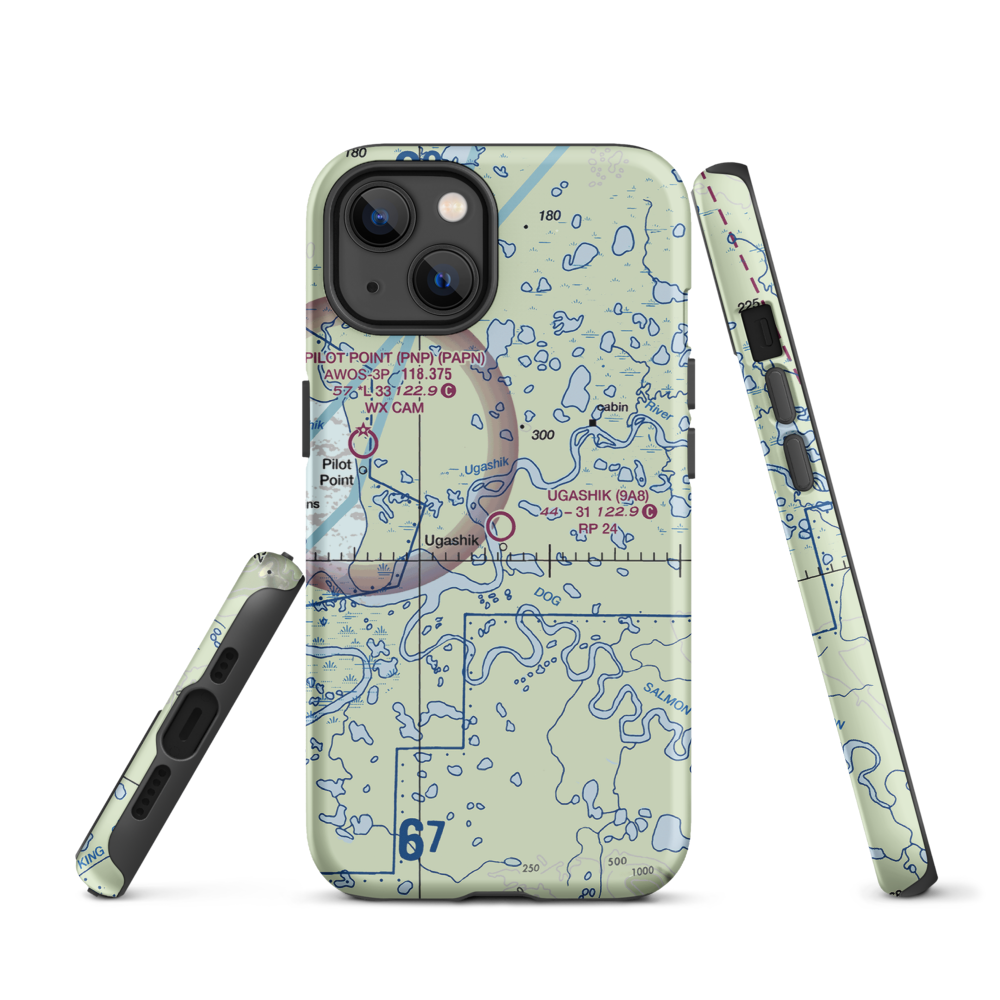 Ugashik Airport (9A8) VFR Sectional  Tough iPhone Case iPhone 13 model shown