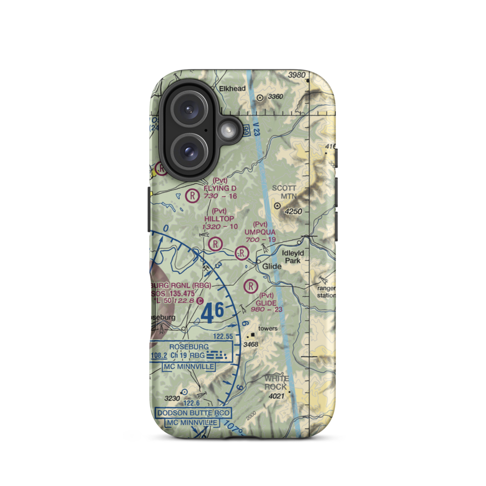 Umpqua Airport (58OR) VFR Sectional  Tough iPhone Case iPhone 16 model shown