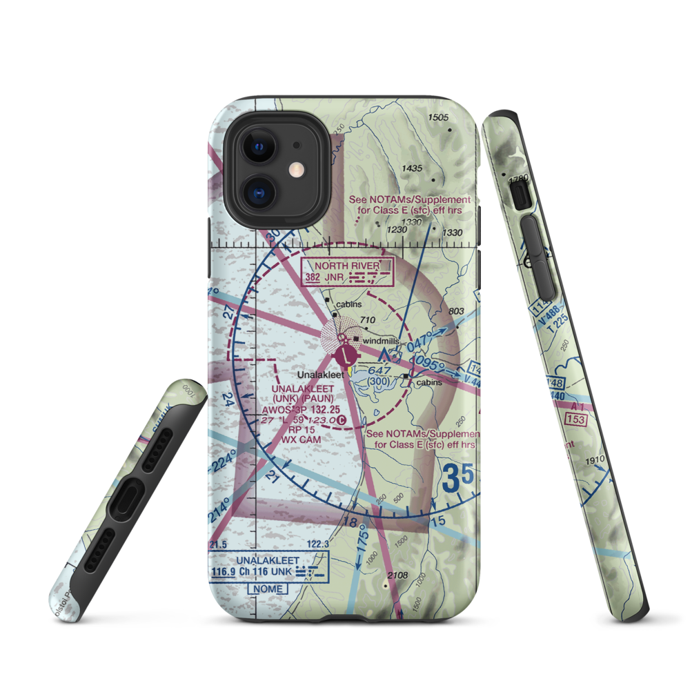 Unalakleet Airport (UNK) VFR Sectional  Tough iPhone Case iPhone 11 model shown