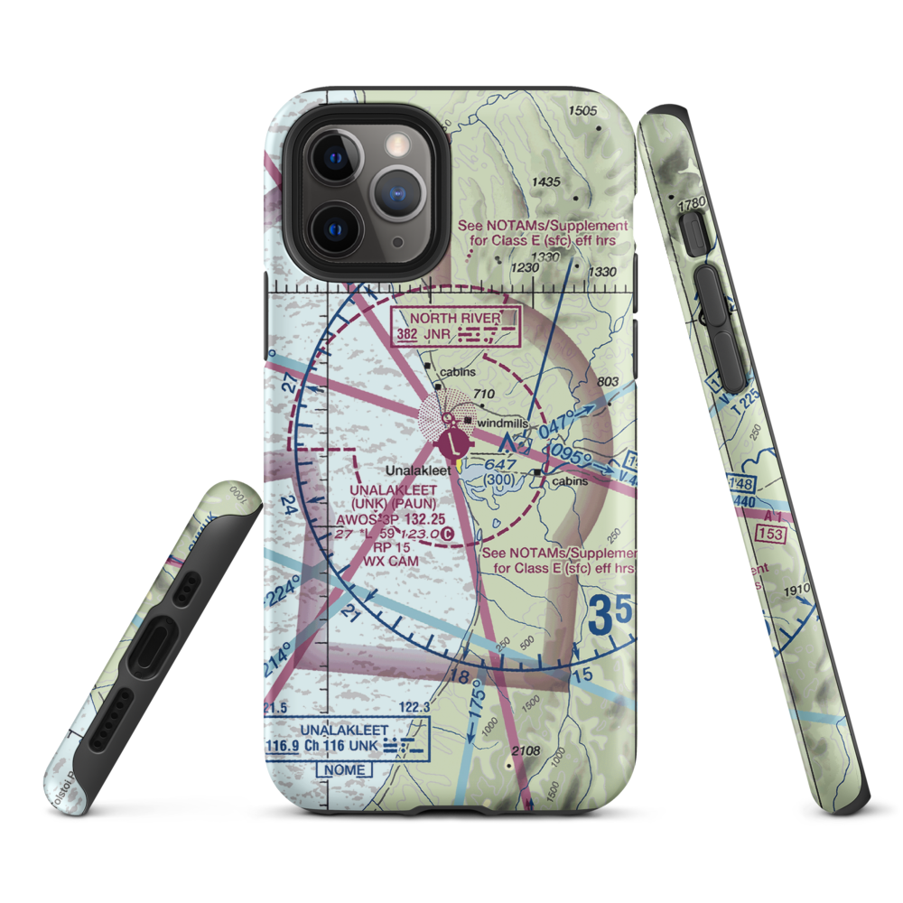 Unalakleet Airport (UNK) VFR Sectional  Tough iPhone Case iPhone 11 Pro model shown
