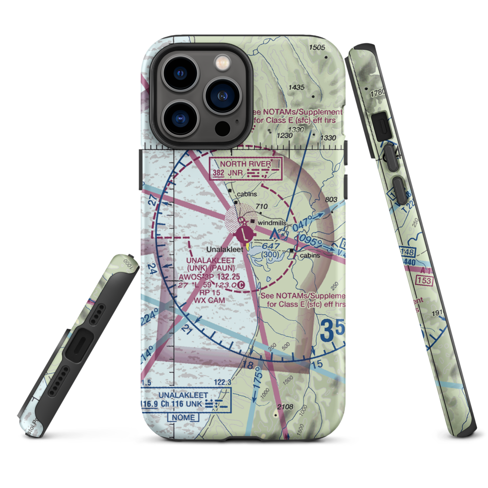 Unalakleet Airport (UNK) VFR Sectional  Tough iPhone Case iPhone 13 Pro Max model shown