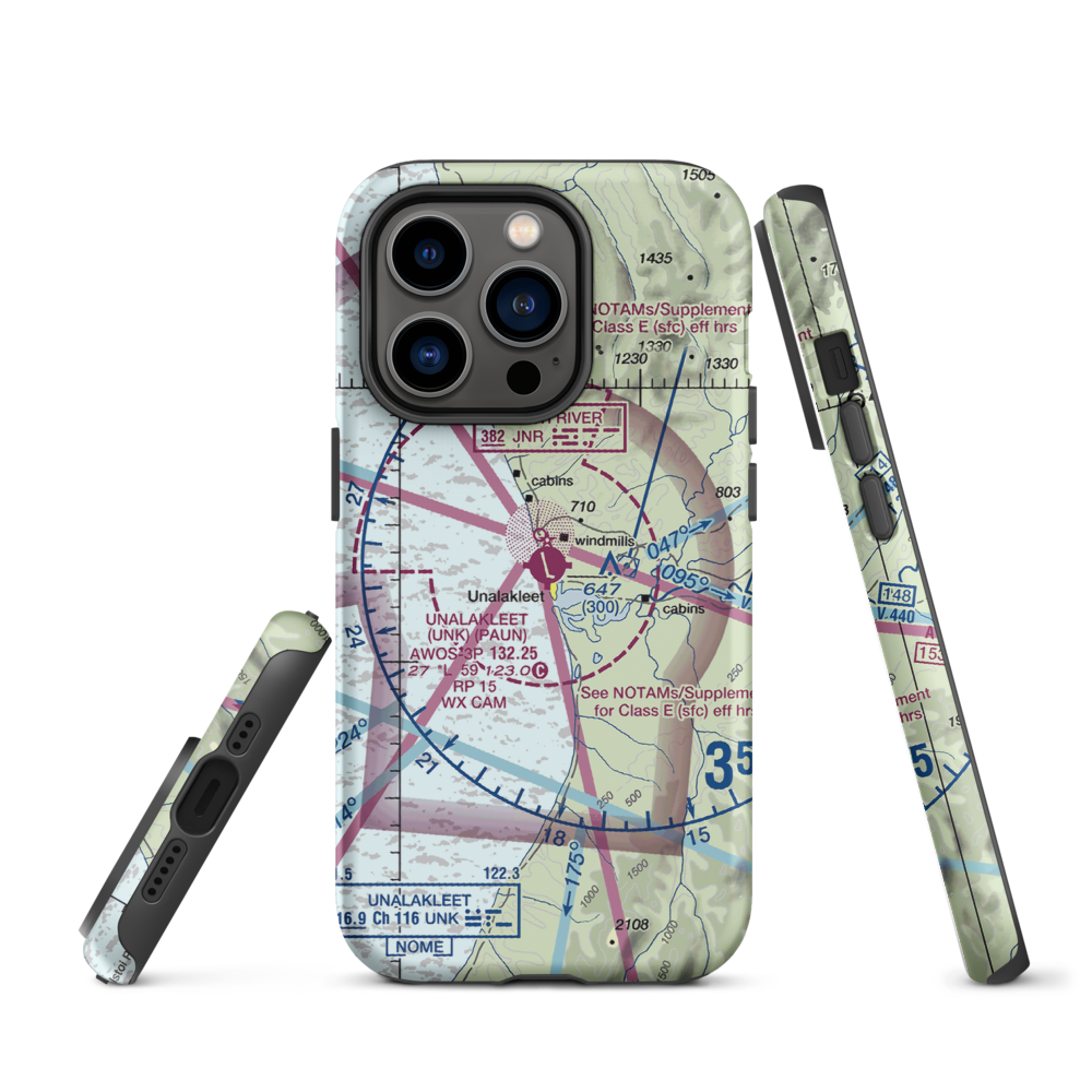 Unalakleet Airport (UNK) VFR Sectional  Tough iPhone Case iPhone 14 Pro model shown