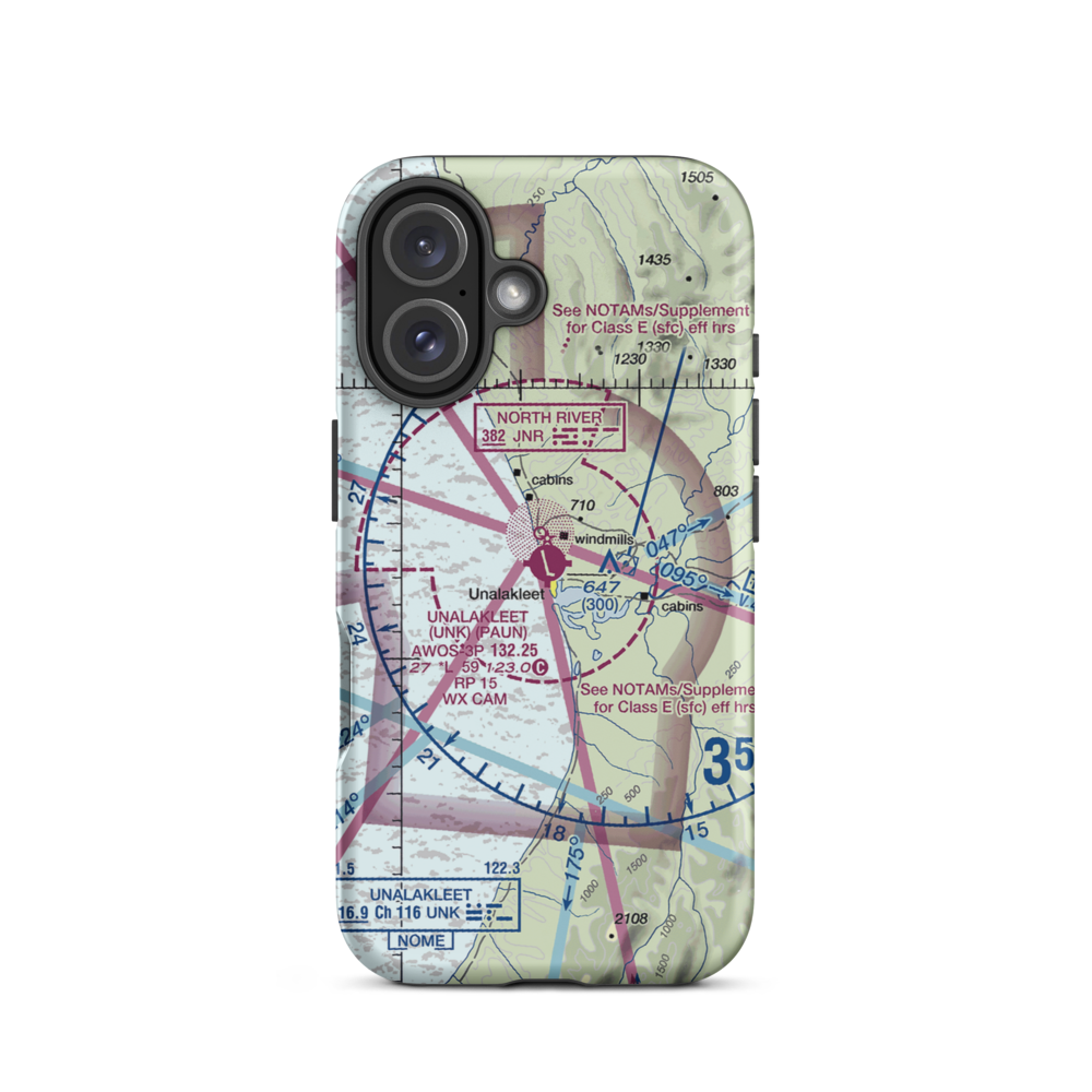 Unalakleet Airport (UNK) VFR Sectional  Tough iPhone Case iPhone 16 model shown