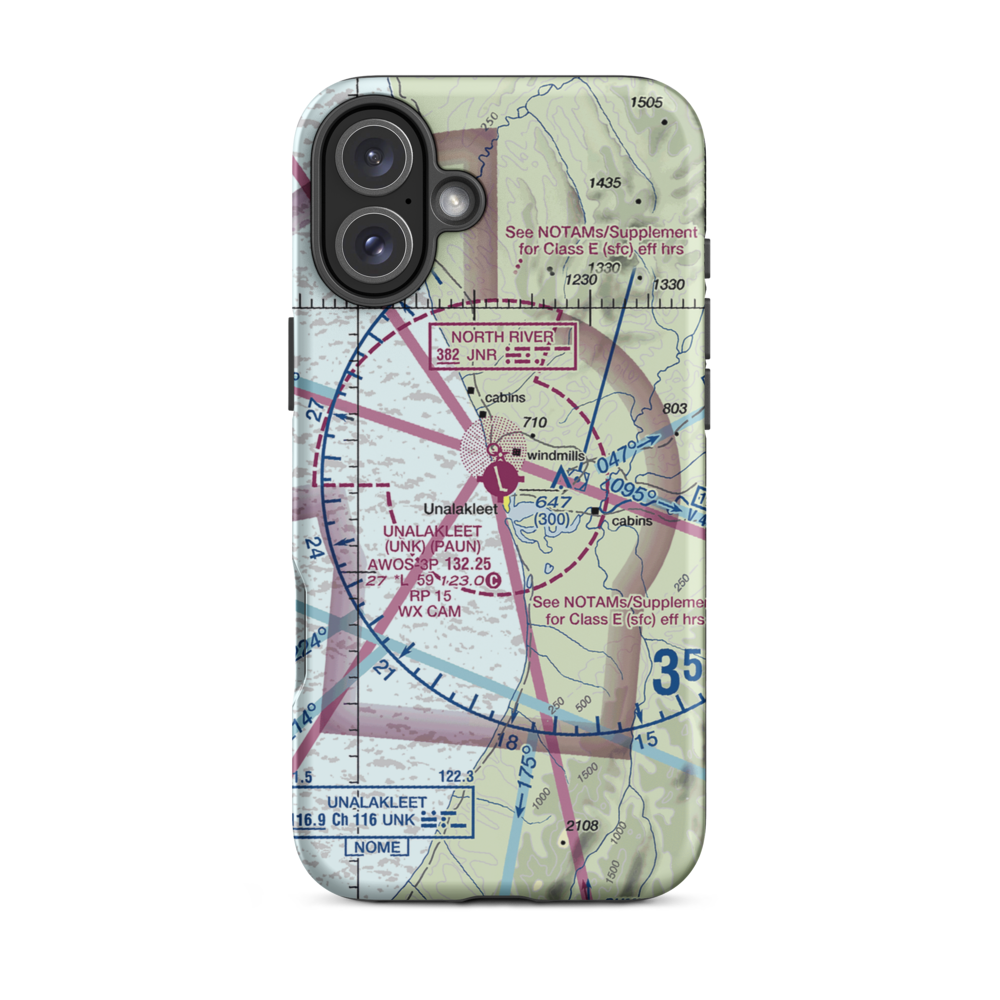 Unalakleet Airport (UNK) VFR Sectional  Tough iPhone Case iPhone 16 Plus model shown