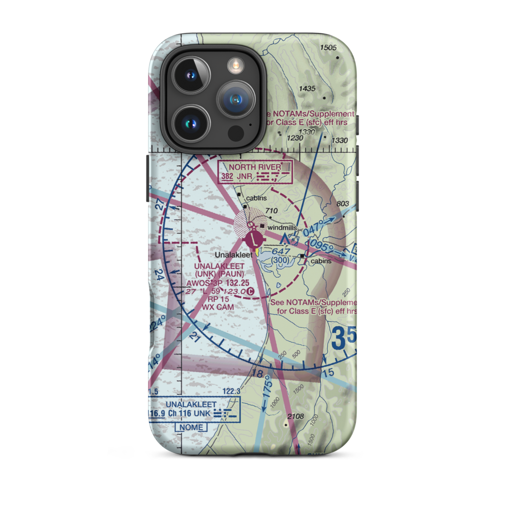Unalakleet Airport (UNK) VFR Sectional  Tough iPhone Case iPhone 16 Pro Max model shown