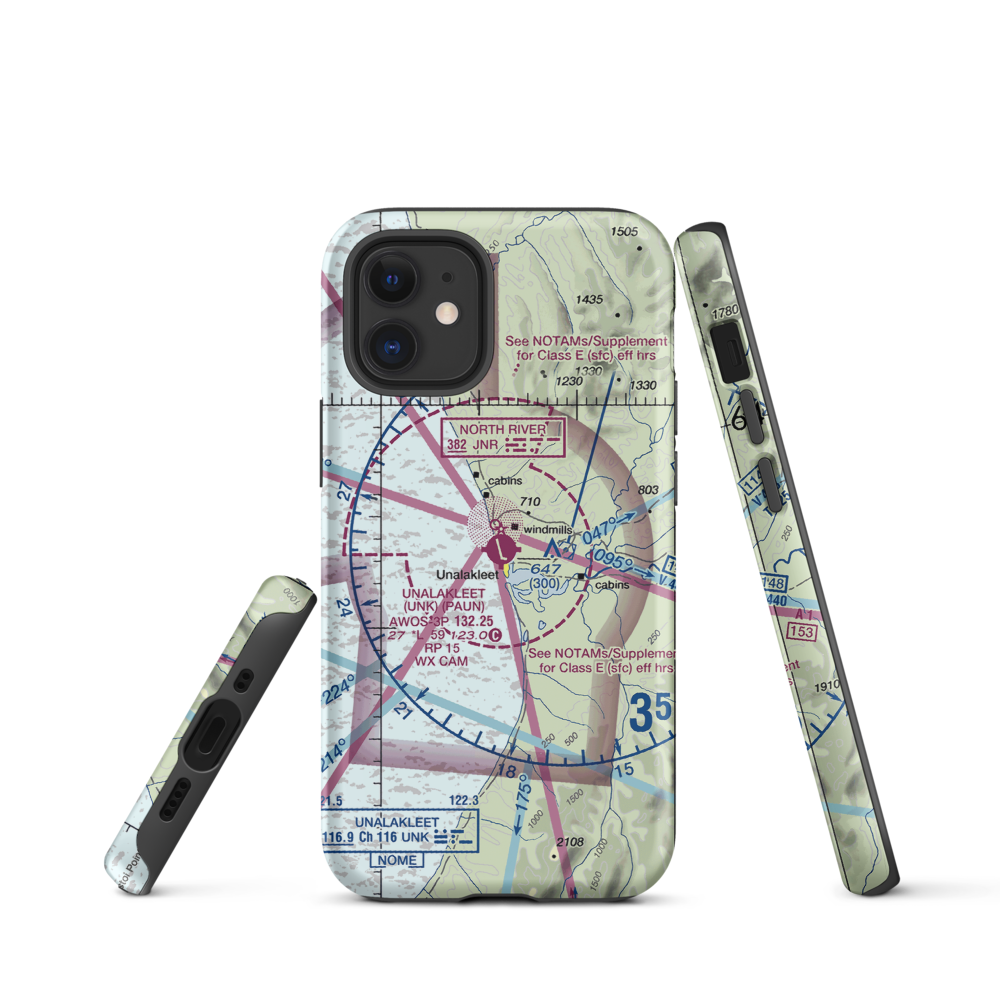 Unalakleet Airport (UNK) VFR Sectional  Tough iPhone Case iPhone 12 mini model shown