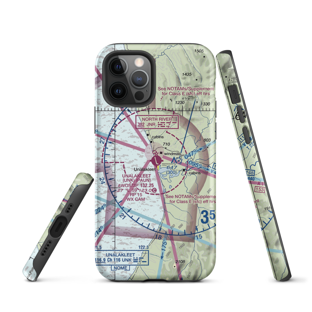 Unalakleet Airport (UNK) VFR Sectional  Tough iPhone Case iPhone 12 Pro model shown