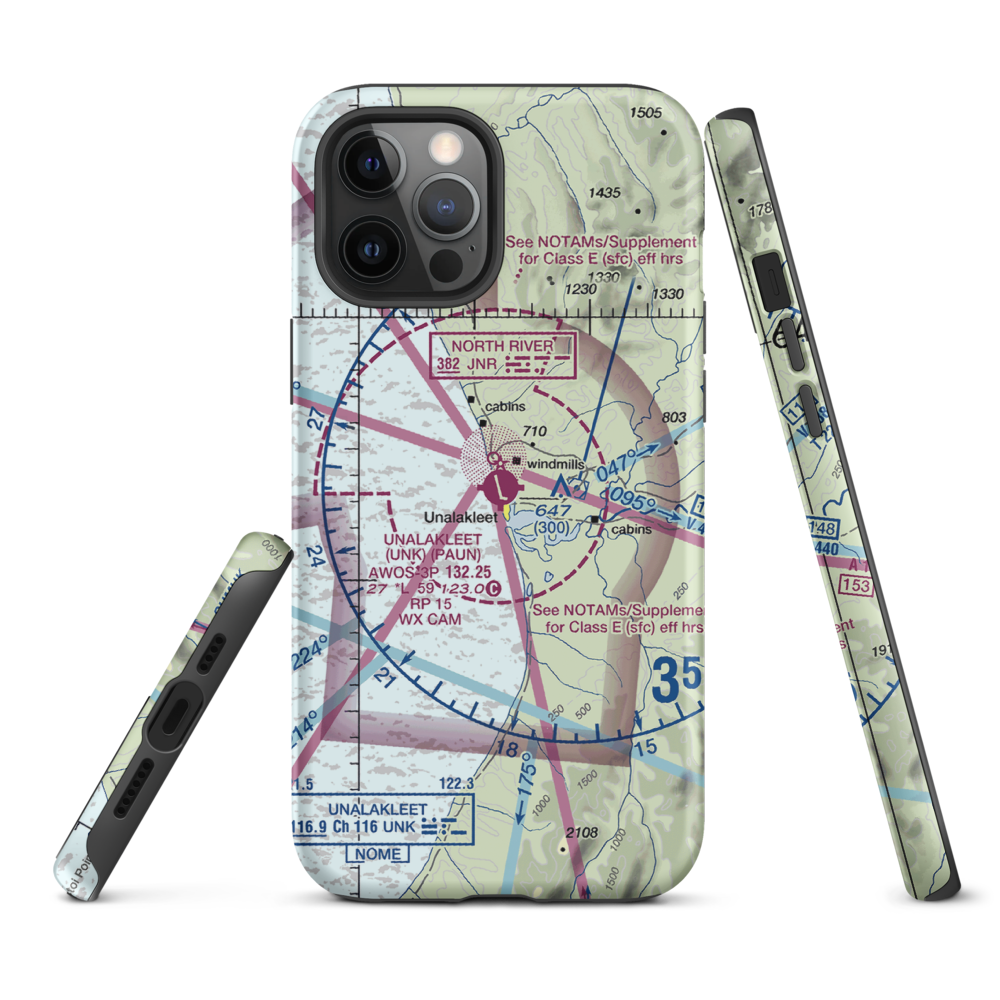 Unalakleet Airport (UNK) VFR Sectional  Tough iPhone Case iPhone 12 Pro Max model shown