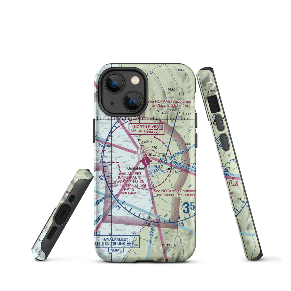 Unalakleet Airport (UNK) VFR Sectional  Tough iPhone Case iPhone 13 mini model shown