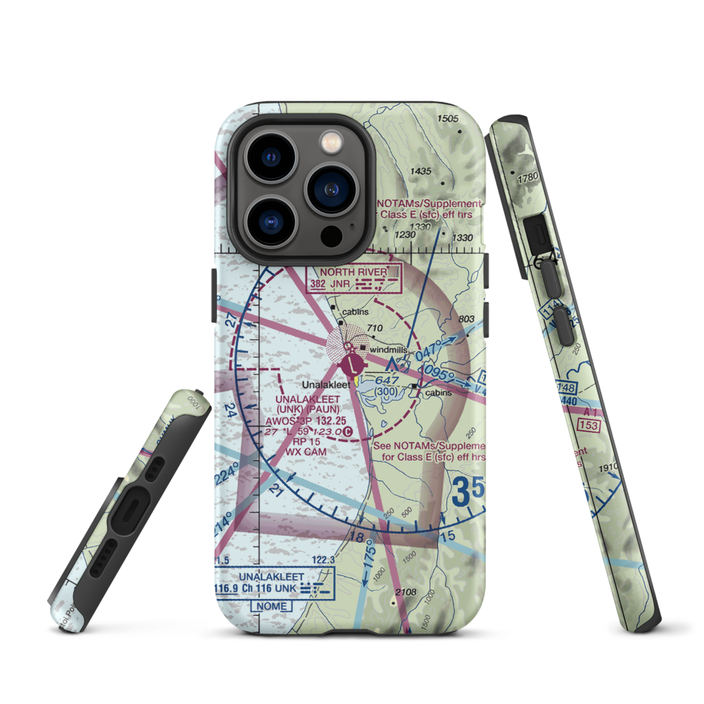 Unalakleet Airport (UNK) VFR Sectional  Tough iPhone Case iPhone 13 Pro model shown