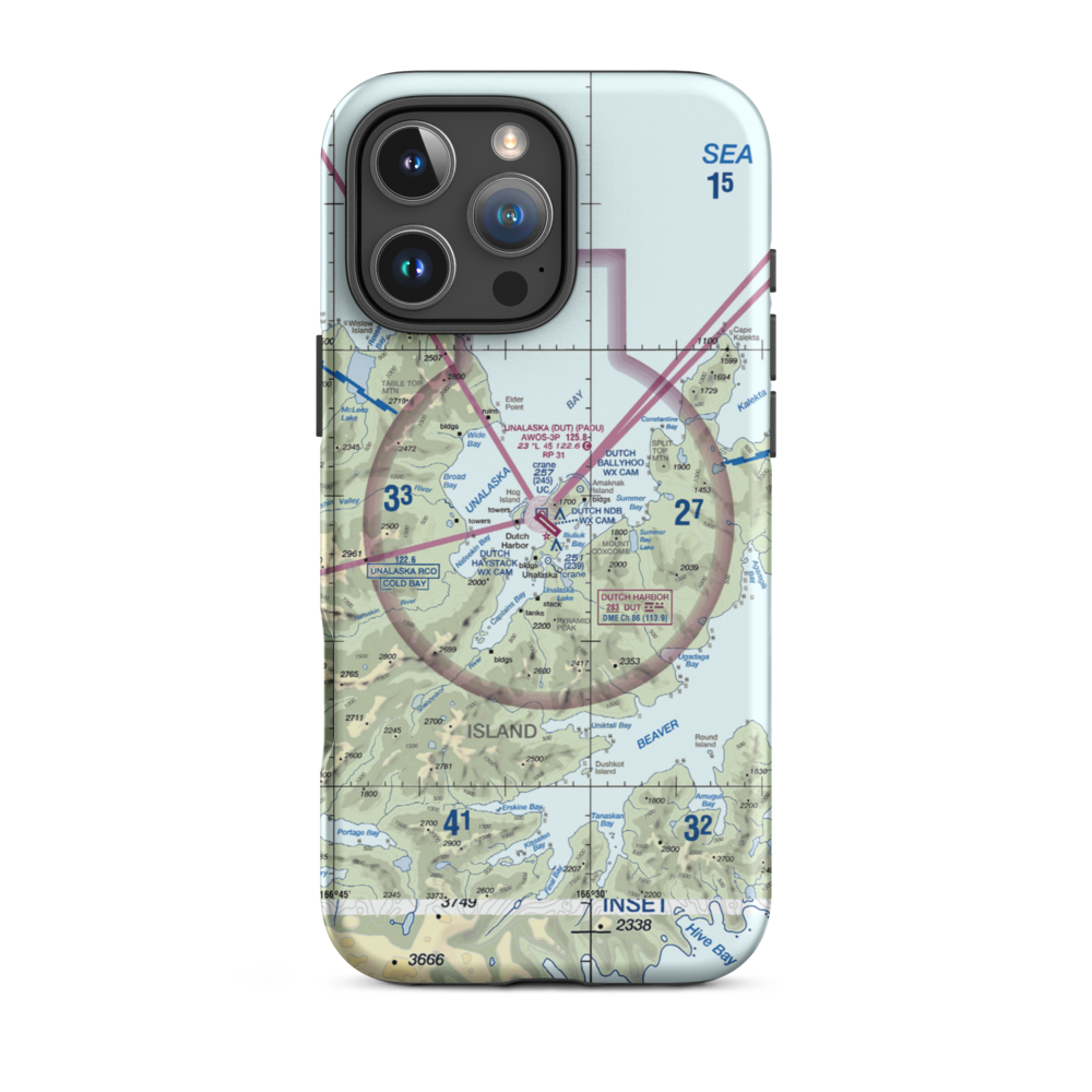 Unalaska Airport (DUT) VFR Sectional  Tough iPhone Case iPhone 16 Pro Max model shown