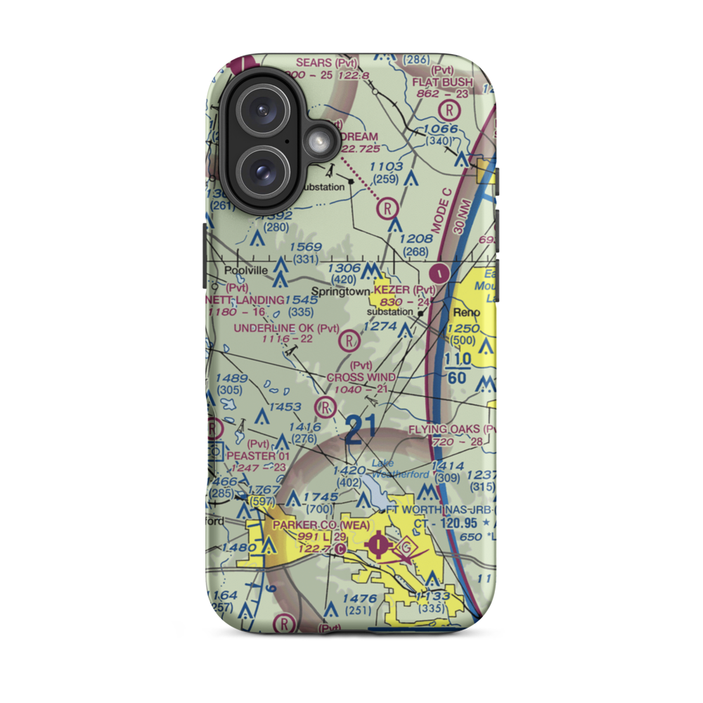 Underline OK Airport (93XS) VFR Sectional  Tough iPhone Case iPhone 16 Plus model shown