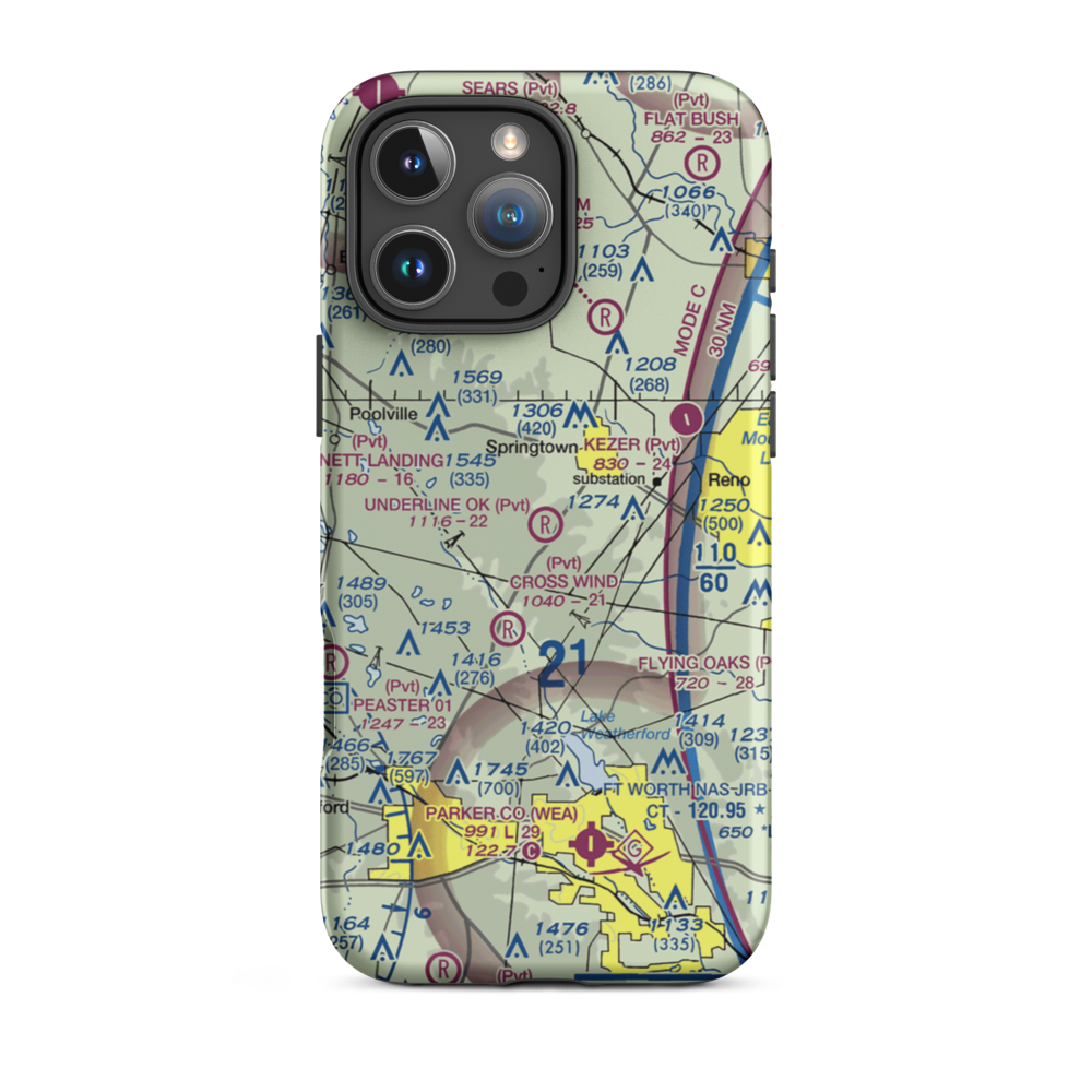 Underline OK Airport (93XS) VFR Sectional  Tough iPhone Case iPhone 16 Pro Max model shown