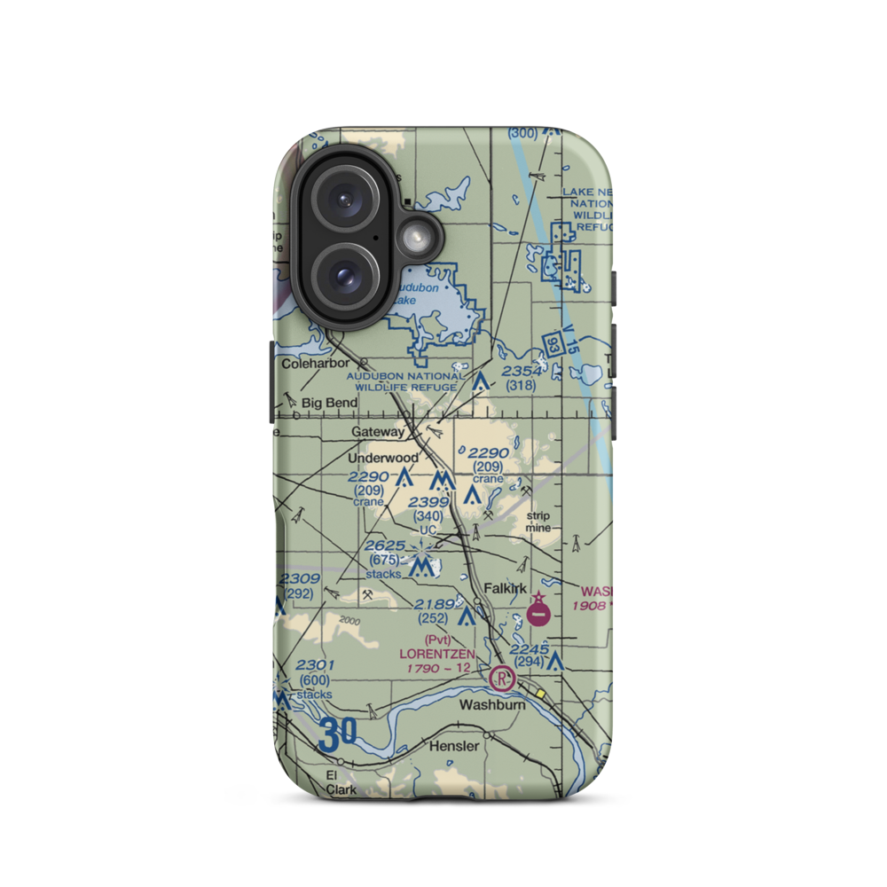 Underwood Airport (ND44) VFR Sectional  Tough iPhone Case iPhone 16 model shown