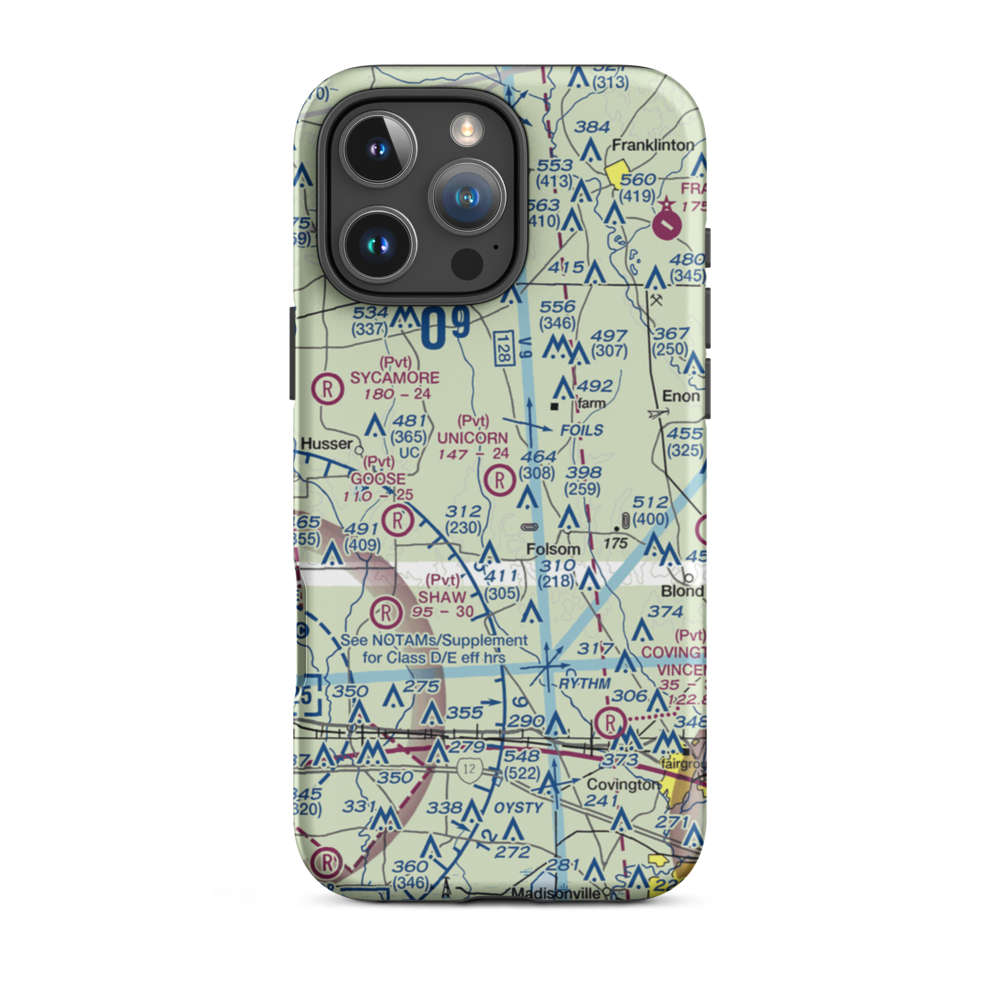 Unicorn Airport (LA26) VFR Sectional  Tough iPhone Case iPhone 16 Pro Max model shown