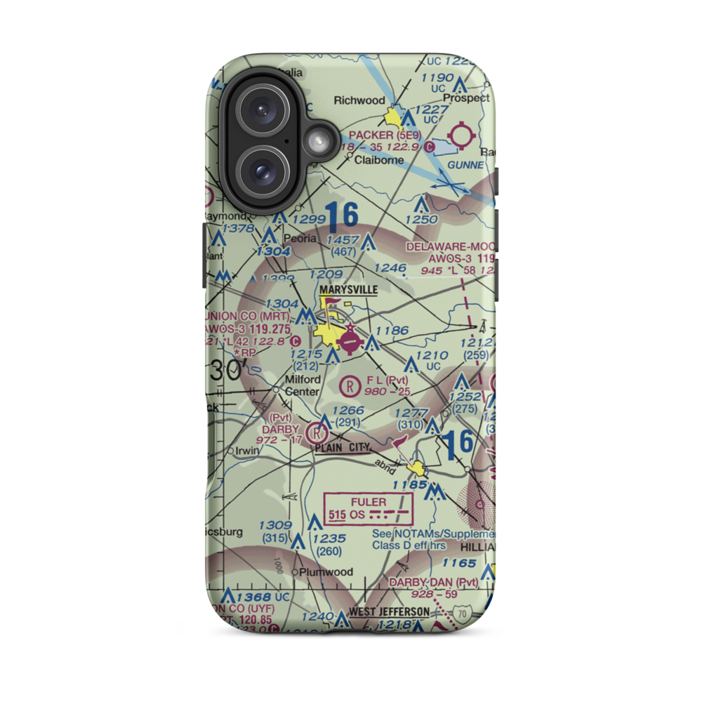 Union County Airport (MRT) VFR Sectional  Tough iPhone Case iPhone 16 Plus model shown