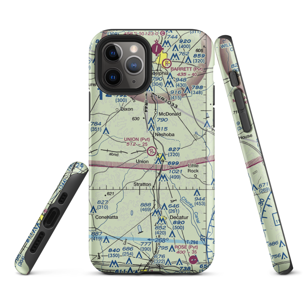 Union Municipal Airport (3MS9) VFR Sectional  Tough iPhone Case iPhone 11 Pro model shown