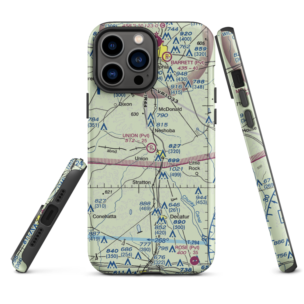 Union Municipal Airport (3MS9) VFR Sectional  Tough iPhone Case iPhone 13 Pro Max model shown