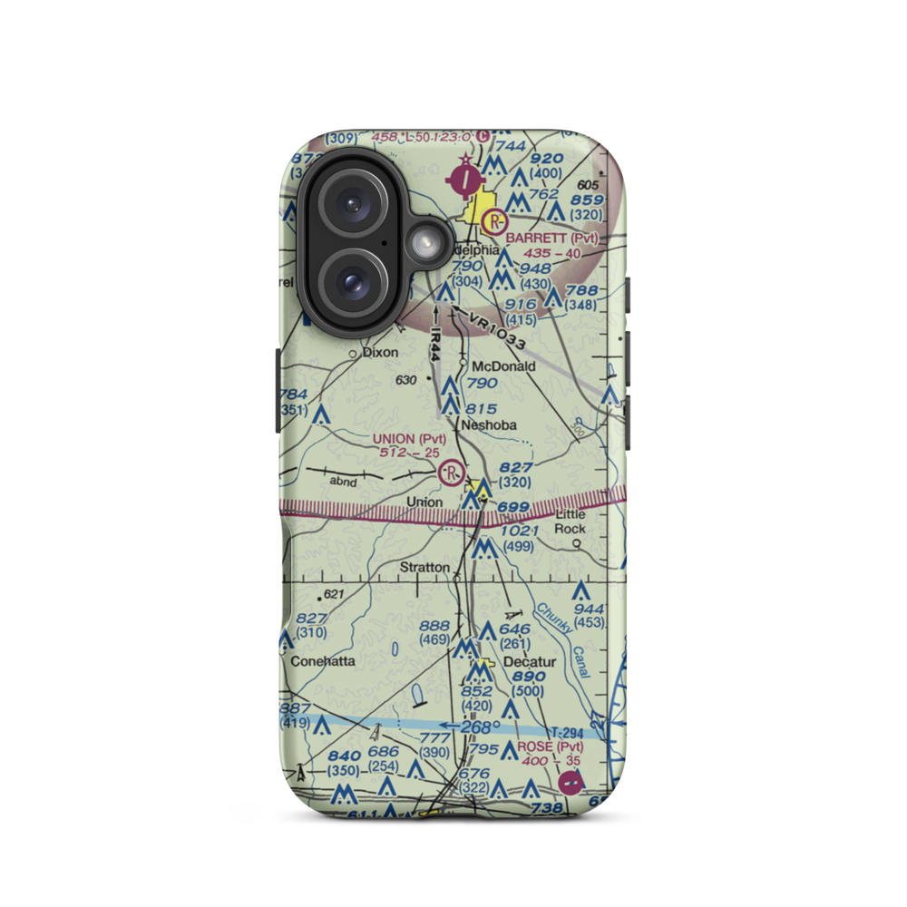 Union Municipal Airport (3MS9) VFR Sectional  Tough iPhone Case iPhone 16 model shown